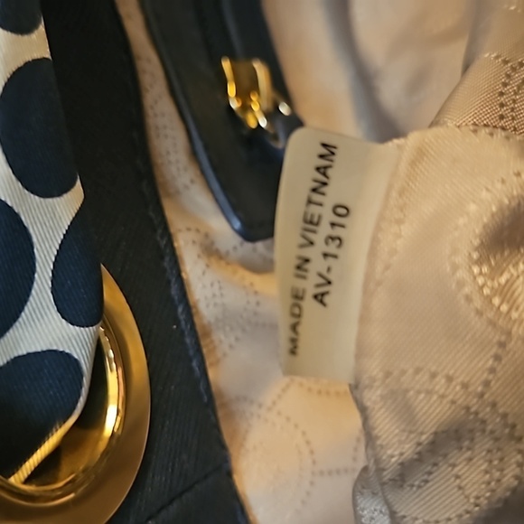 MICHAEL KORS Navy Blue Jet Set Polka Dot Scarf Tote Bag - Picture 14 of 16